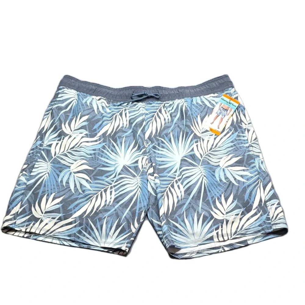 Hang Ten Men's XXL Blue White Floral Swim Shorts 9